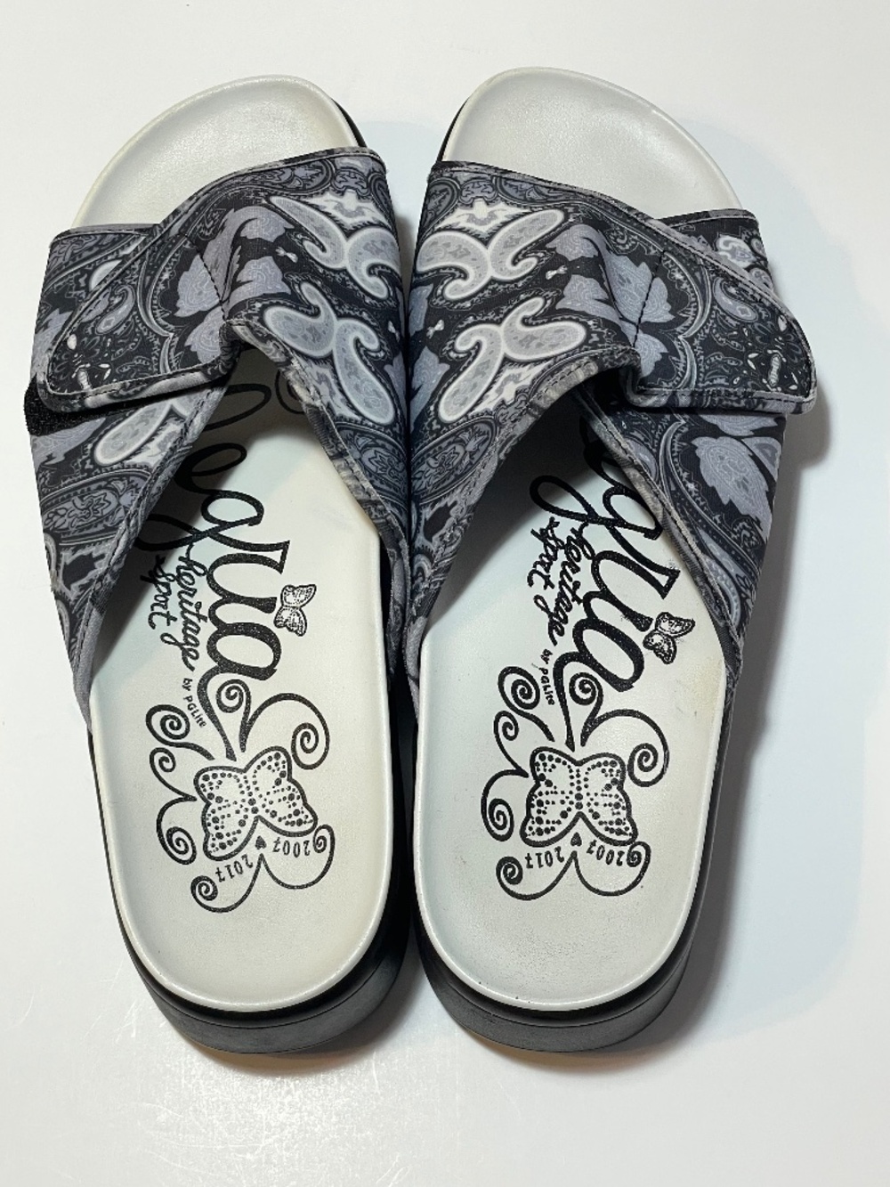 Alegria Platform Slide Sandals Black White Women's 10